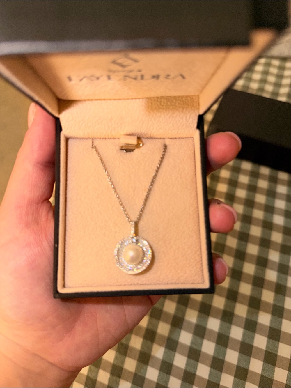 Pearl and Crystal Halo Pendant Necklace - White